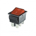 Red DPDT (Double Pole Double Throw) Rocker Switch with Light